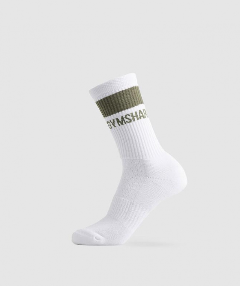 Calcetines Gymshark Premium Crew Socks 1pk Verde Oliva | SOVBE1952