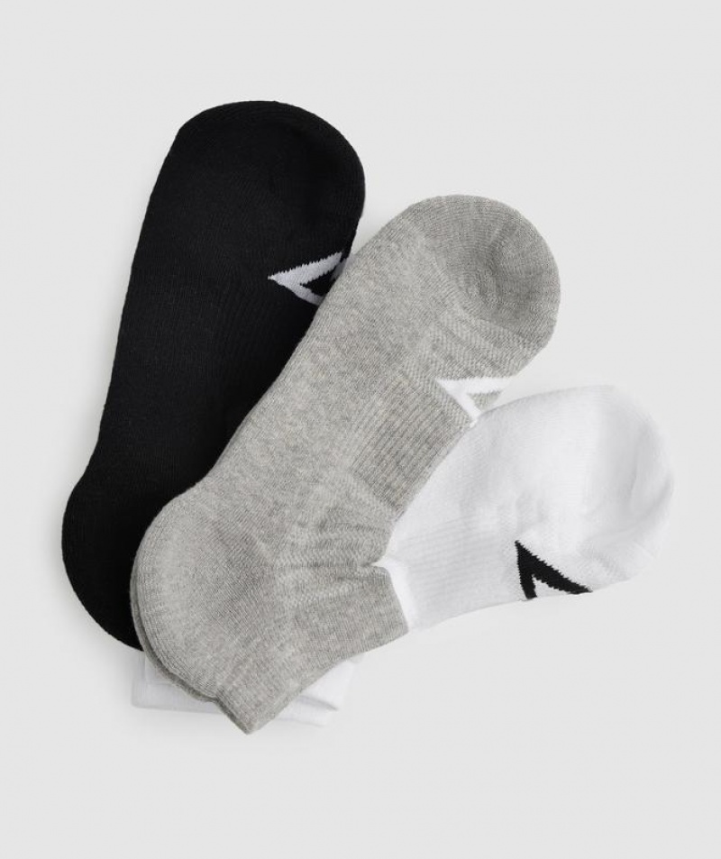 Calcetines Gymshark Trainer Socks 3pk Gris | GINBL4982