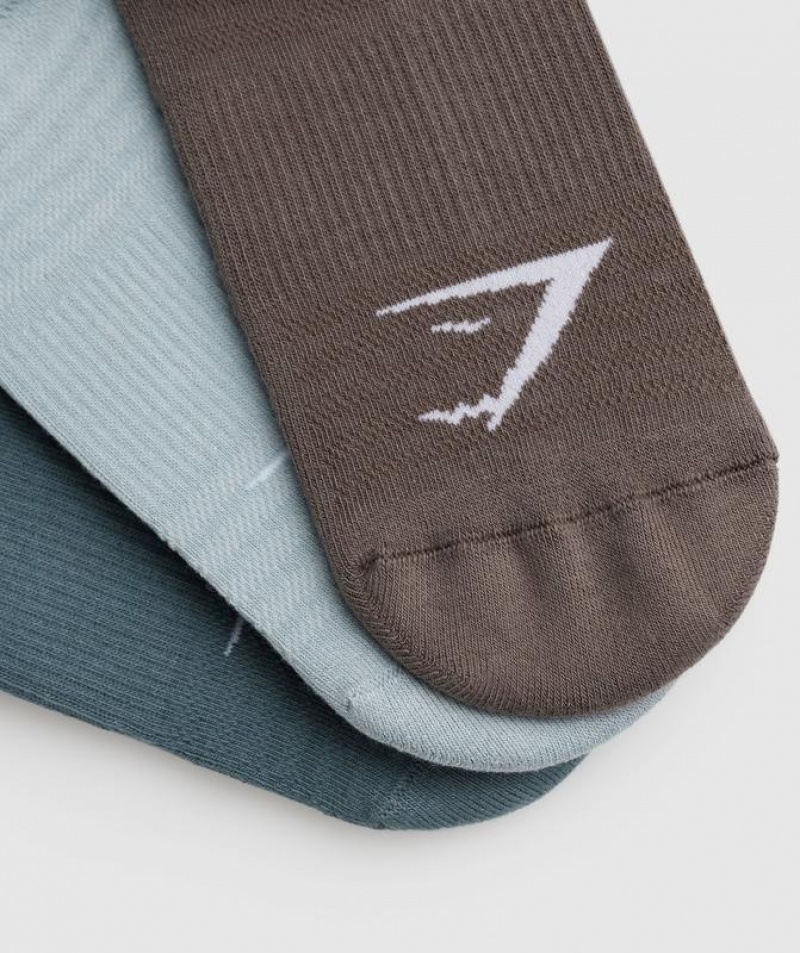 Calcetines Gymshark Trainer Socks 3pk Marrones | KNDQA4869