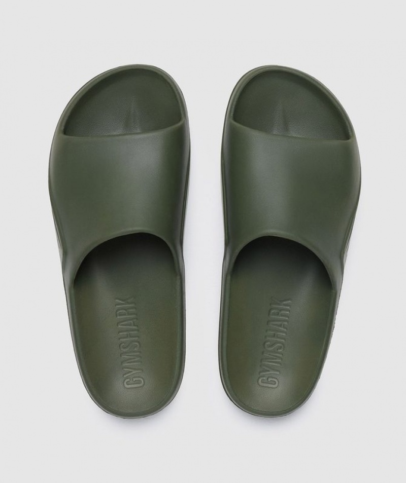 Calzado Gymshark Rest Day Slides Verde Oliva | APFVG2640