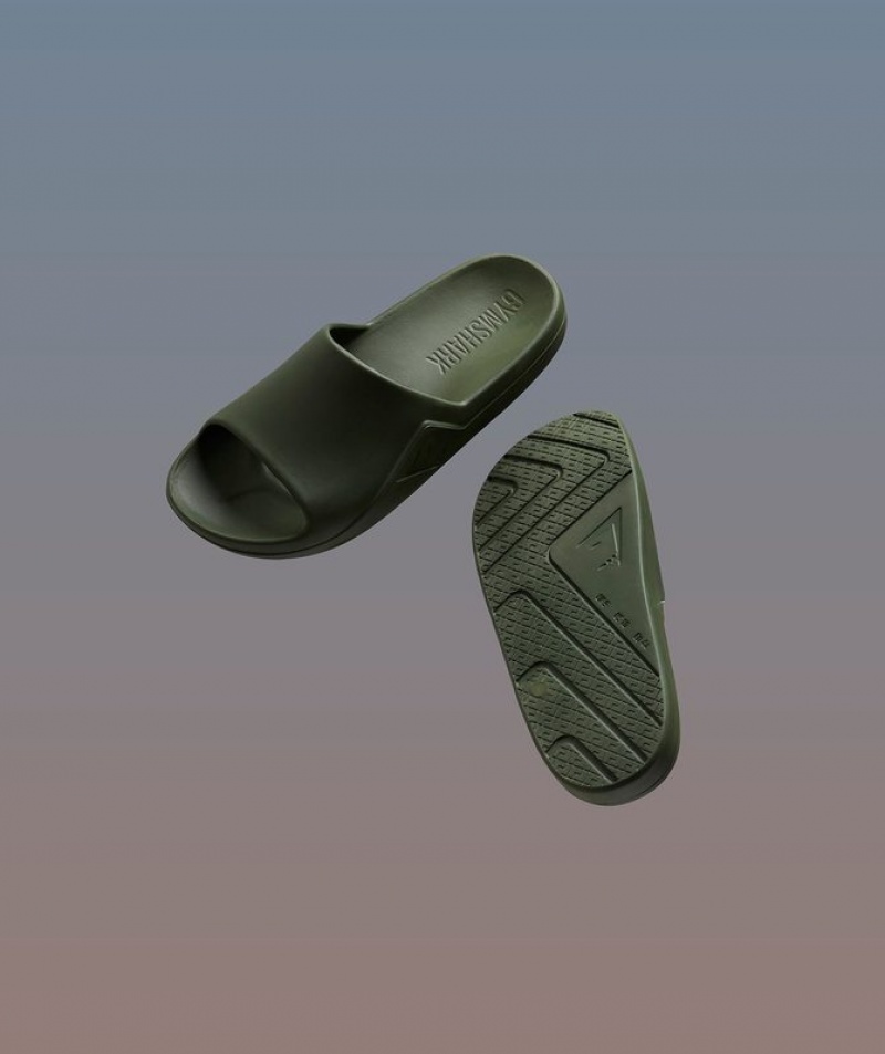 Calzado Gymshark Rest Day Slides Verde Oliva | APFVG2640