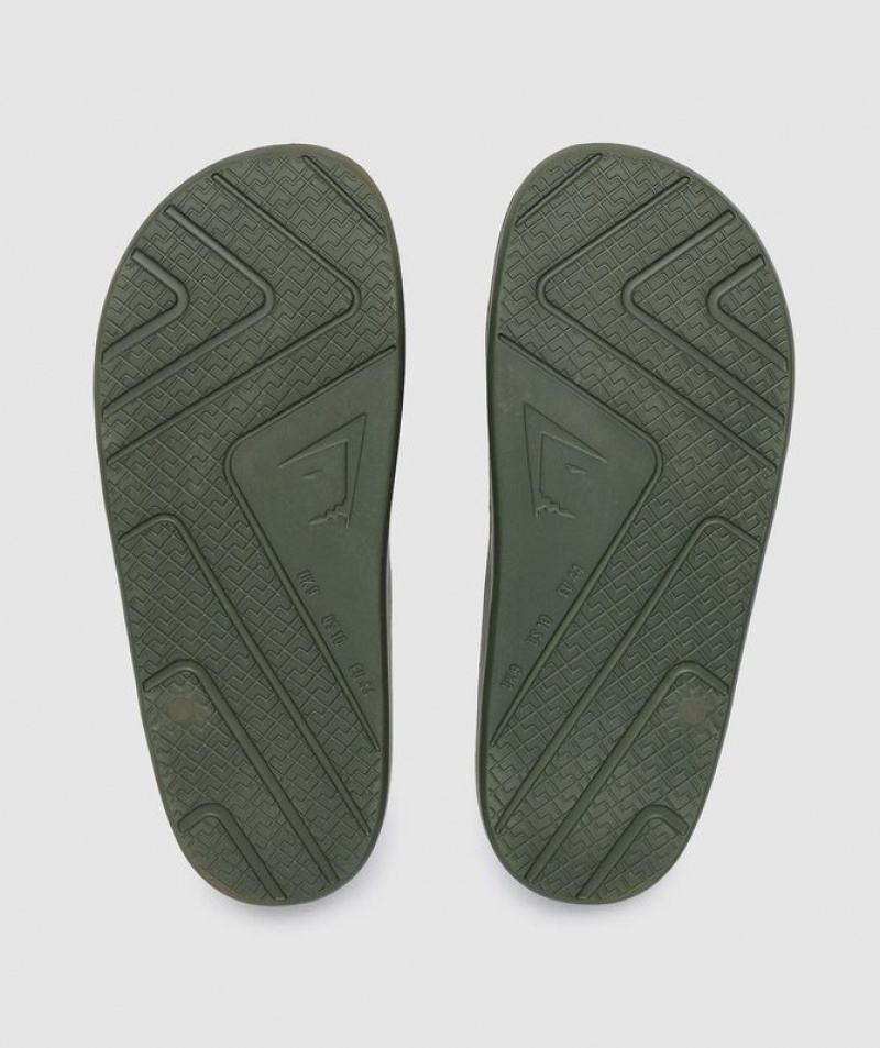 Calzado Gymshark Rest Day Slides Verde Oliva | APFVG2640