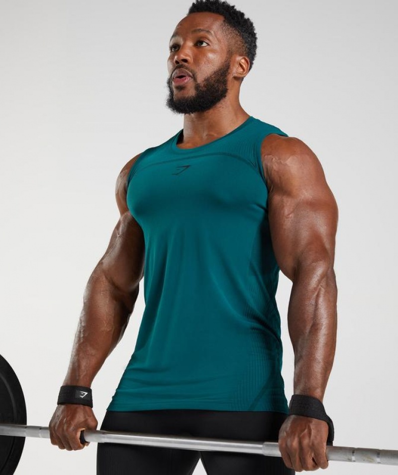 Camiseta Tirantes Gymshark 315 Seamless Tank Winter Teal/Black | YKJFN4903