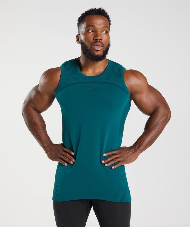 Camiseta Tirantes Gymshark 315 Seamless Tank Winter Teal/Black | YKJFN4903