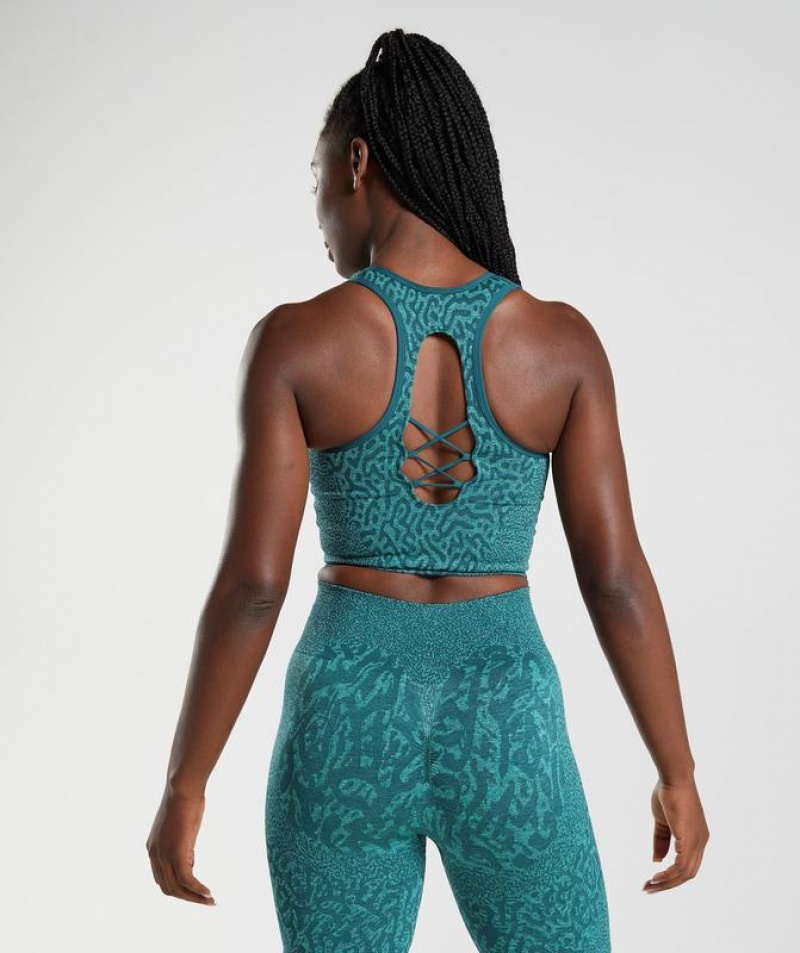 Camiseta Tirantes Gymshark Adapt Animal Seamless Crop Tank Reef | Winter Teal | VECTG6458