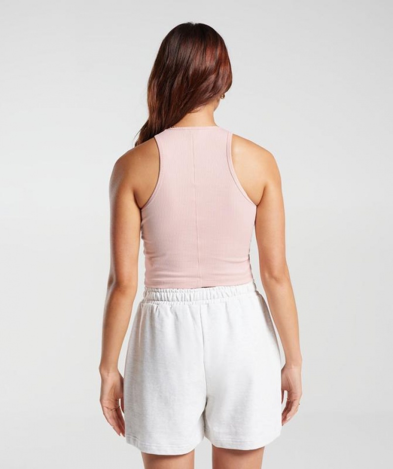 Camiseta Tirantes Gymshark Algodon Rib Midi Tank Rosas | QRVMU1528