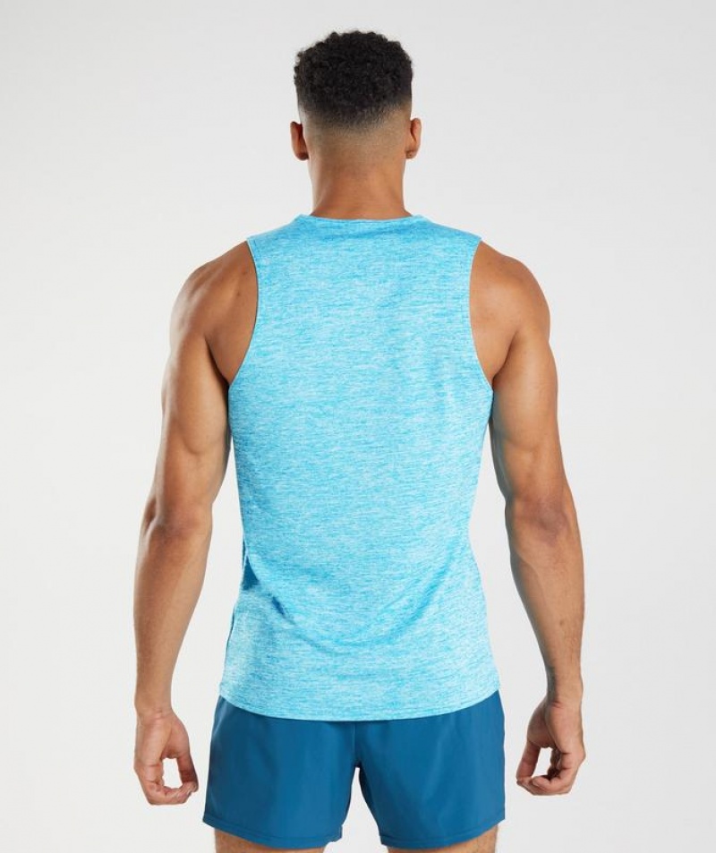 Camiseta Tirantes Gymshark Arrival Slim Marl Tank Shark Blue/White Marl | VFRTZ5314