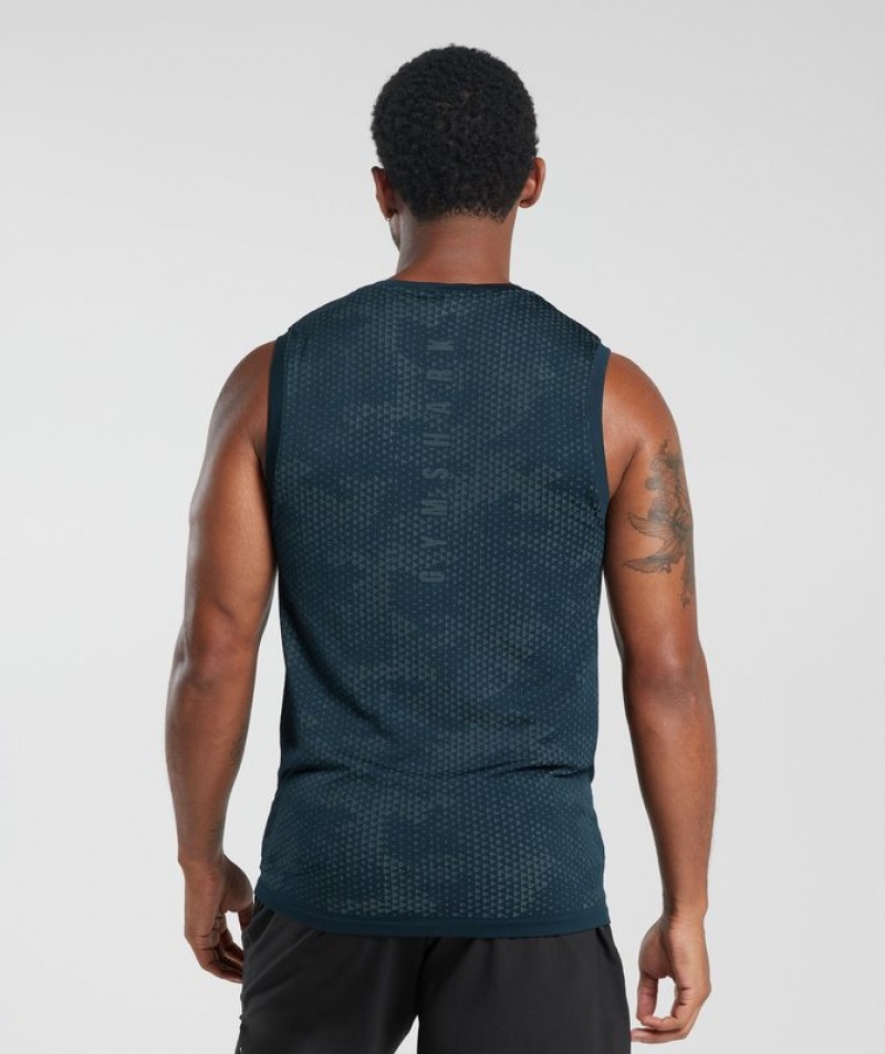 Camiseta Tirantes Gymshark Deporte Seamless Tank Navy/Denim Teal | TFWKR0241