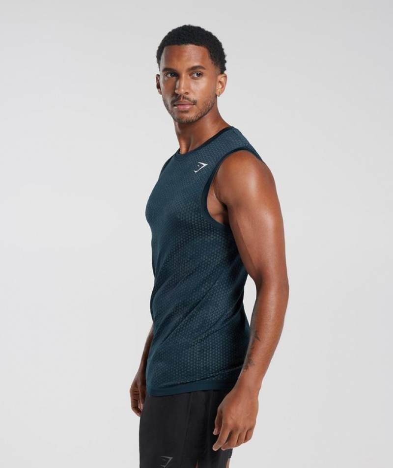 Camiseta Tirantes Gymshark Deporte Seamless Tank Navy/Denim Teal | TFWKR0241