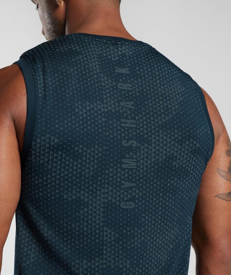 Camiseta Tirantes Gymshark Deporte Seamless Tank Navy/Denim Teal | TFWKR0241