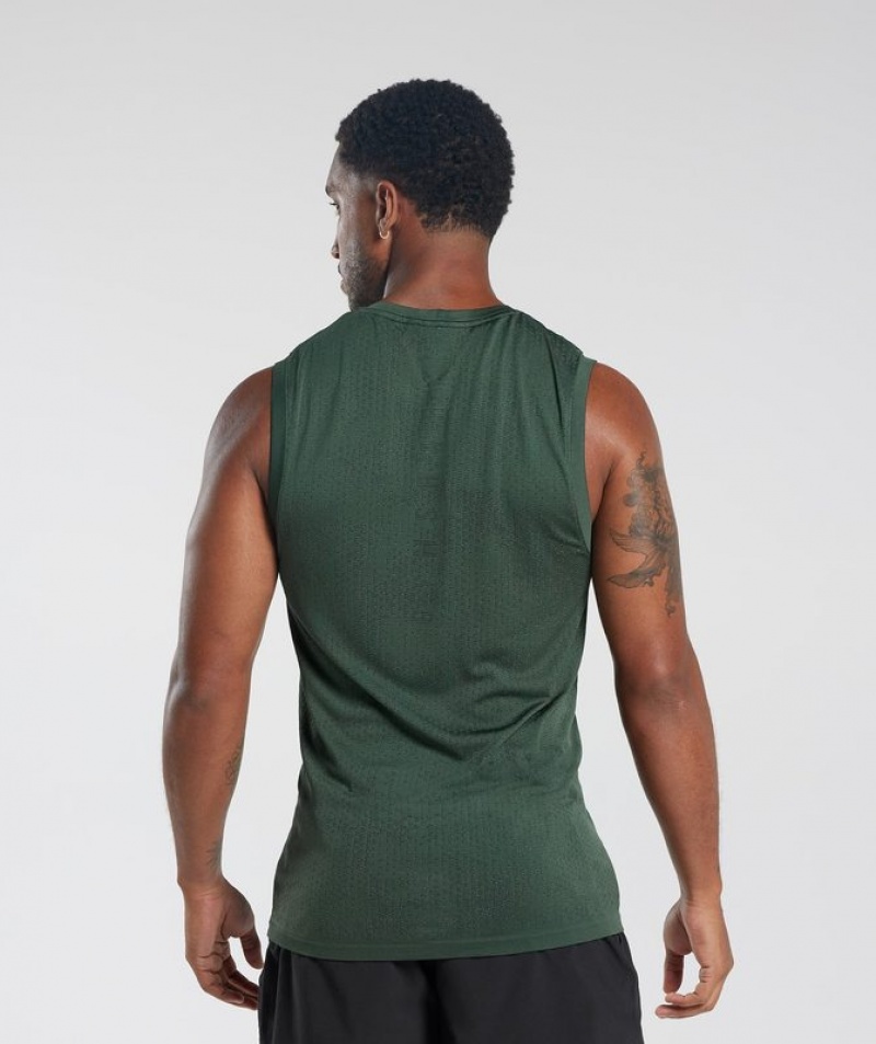 Camiseta Tirantes Gymshark Deporte Seamless Tank Fog Green/Black | TOBRA7108