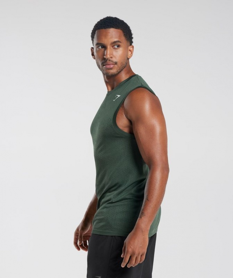 Camiseta Tirantes Gymshark Deporte Seamless Tank Fog Green/Black | TOBRA7108