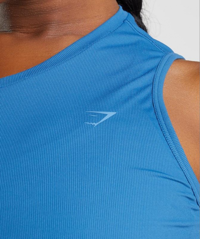 Camiseta Tirantes Gymshark Elevate Asymmetric Tank Azules | IXWGY2049