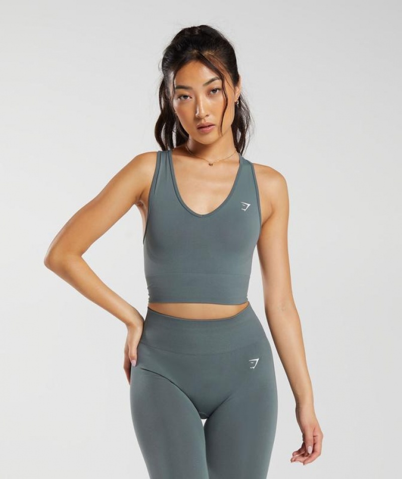 Camiseta Tirantes Gymshark Everyday Seamless Crop Tank Teal | FLTHE8153