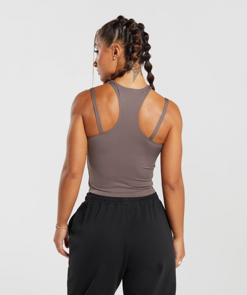 Camiseta Tirantes Gymshark GS Power Midi Tank Walnut Mauve | WVNZE2987