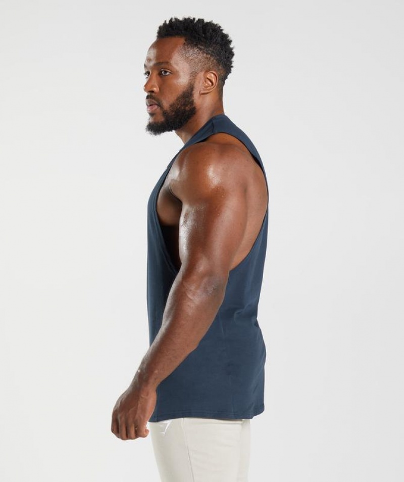 Camiseta Tirantes Gymshark React Drop Arm Tank Azul Marino | VWPSC3240