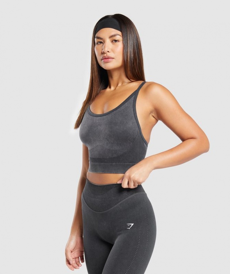 Camiseta Tirantes Gymshark Sweat Seamless Washed Midi Tank Negras | COXIZ8496