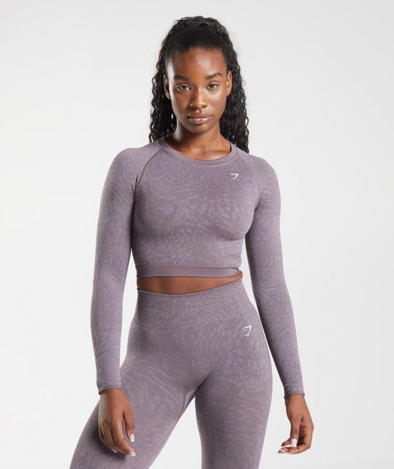 Crop Tops Gymshark Adapt Animal Seamless Encaje Up Back Top Wild | Musk Lilac | HKRJM3089