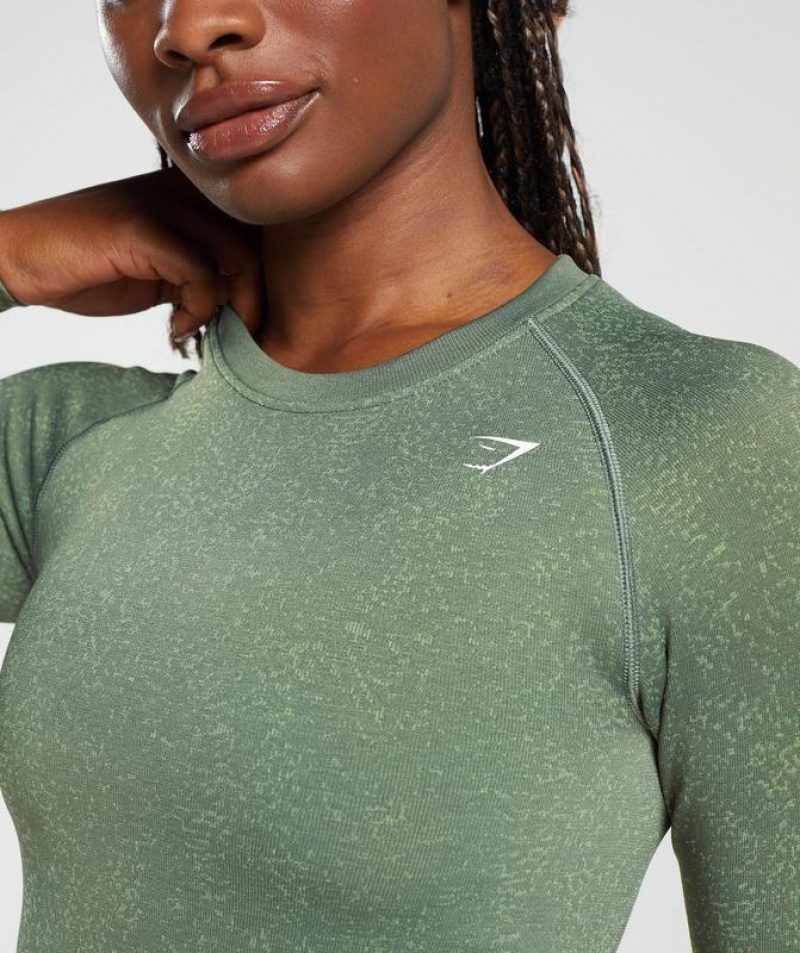 Crop Tops Gymshark Adapt Fleck Seamless Long Sleeve Crop Top Verde | JEHPM1657