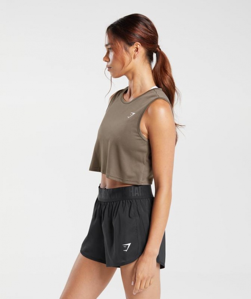 Crop Tops Gymshark Entrenamiento Crop Tank Camuflaje Marrones | HQGNC4670