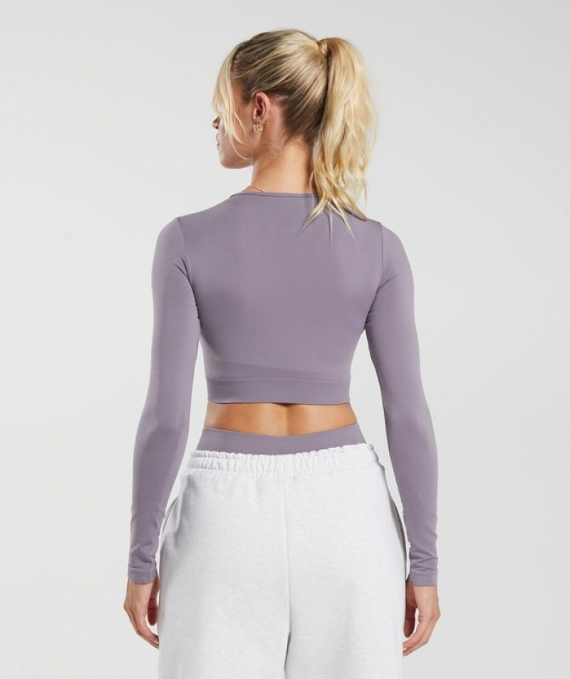 Crop Tops Gymshark Everyday Seamless Long Sleeve Crop Top Moradas | YTOMC2685