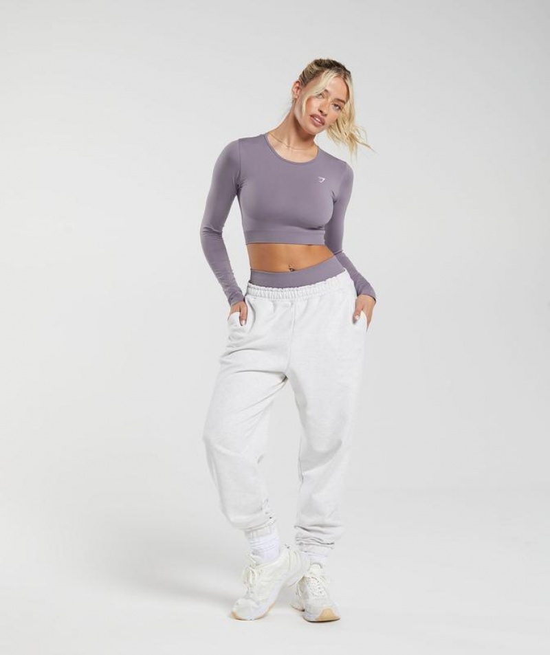 Crop Tops Gymshark Everyday Seamless Long Sleeve Crop Top Moradas | YTOMC2685