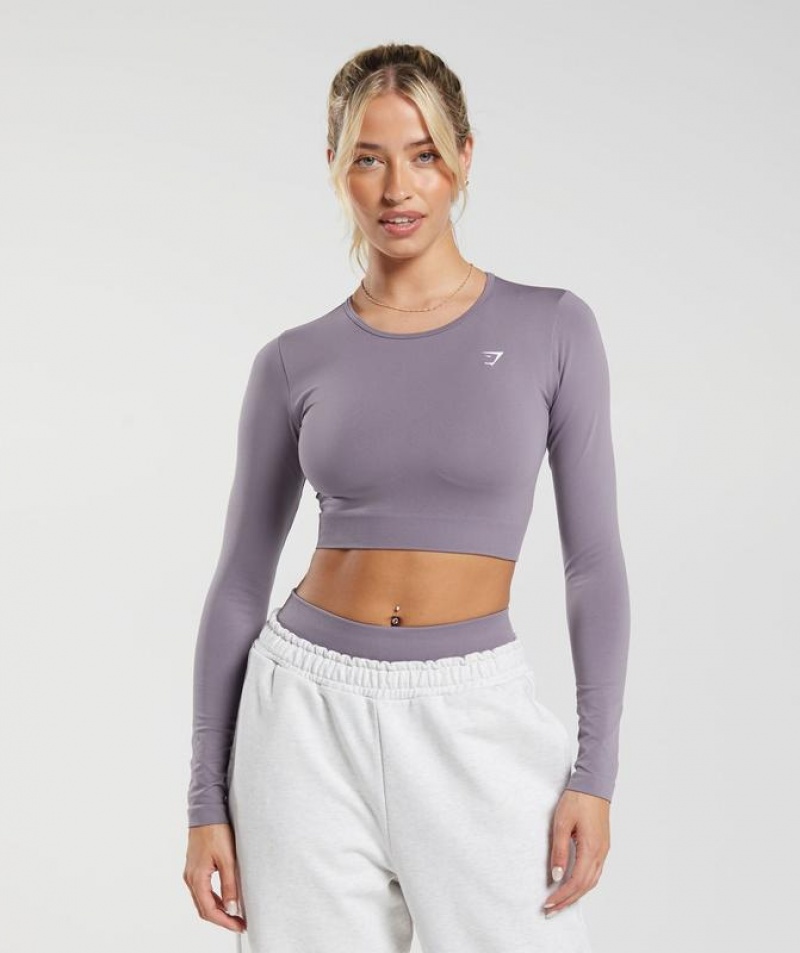 Crop Tops Gymshark Everyday Seamless Long Sleeve Crop Top Moradas | YTOMC2685