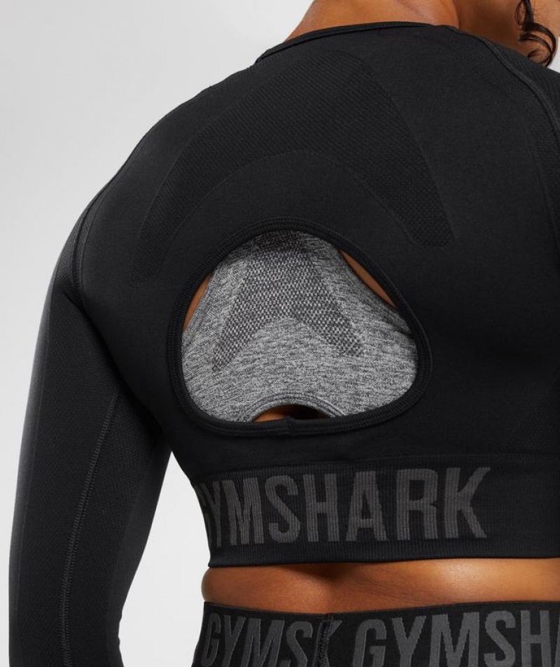 Crop Tops Gymshark Flex Sports Long Sleeve Crop Top Negras | SQLYX4563