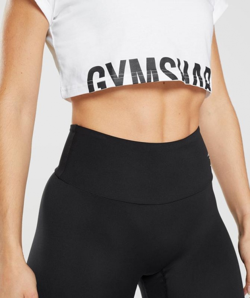 Crop Tops Gymshark Fraction Crop Top Blancas | GXCZI6948