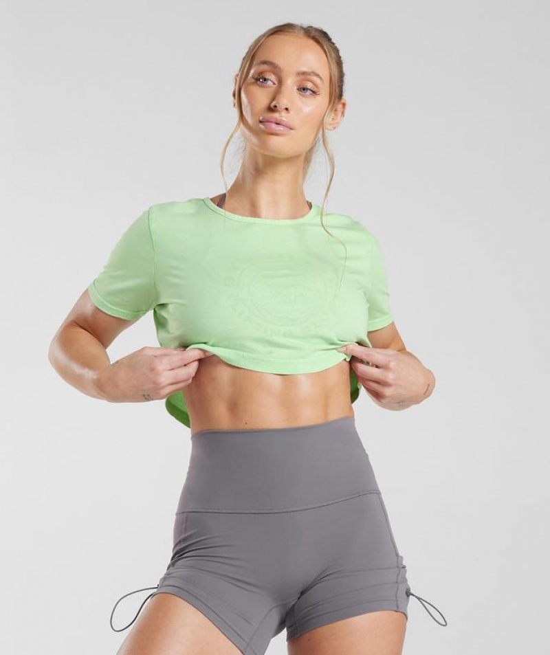 Crop Tops Gymshark Legacy Crop Top Verde Menta Azules | AULHE6021