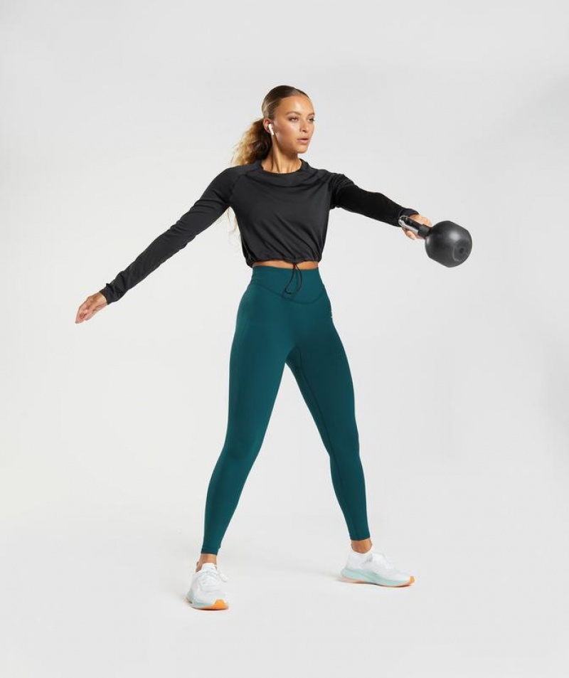 Crop Tops Gymshark Sweat Seamless Long Sleeve Crop Top Negras | VBQEA3524