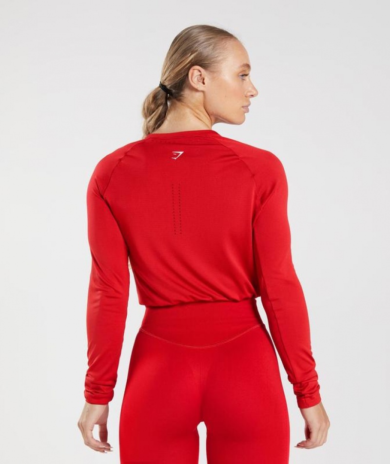 Crop Tops Gymshark Sweat Seamless Long Sleeve Crop Top Rojas | KASBH4703