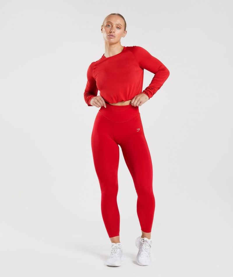 Crop Tops Gymshark Sweat Seamless Long Sleeve Crop Top Rojas | KASBH4703