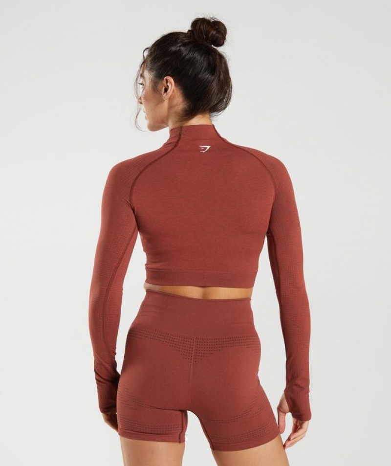 Crop Tops Gymshark Vital Seamless 2.0 High Neck Midi Top Rojas | QTEGF4539