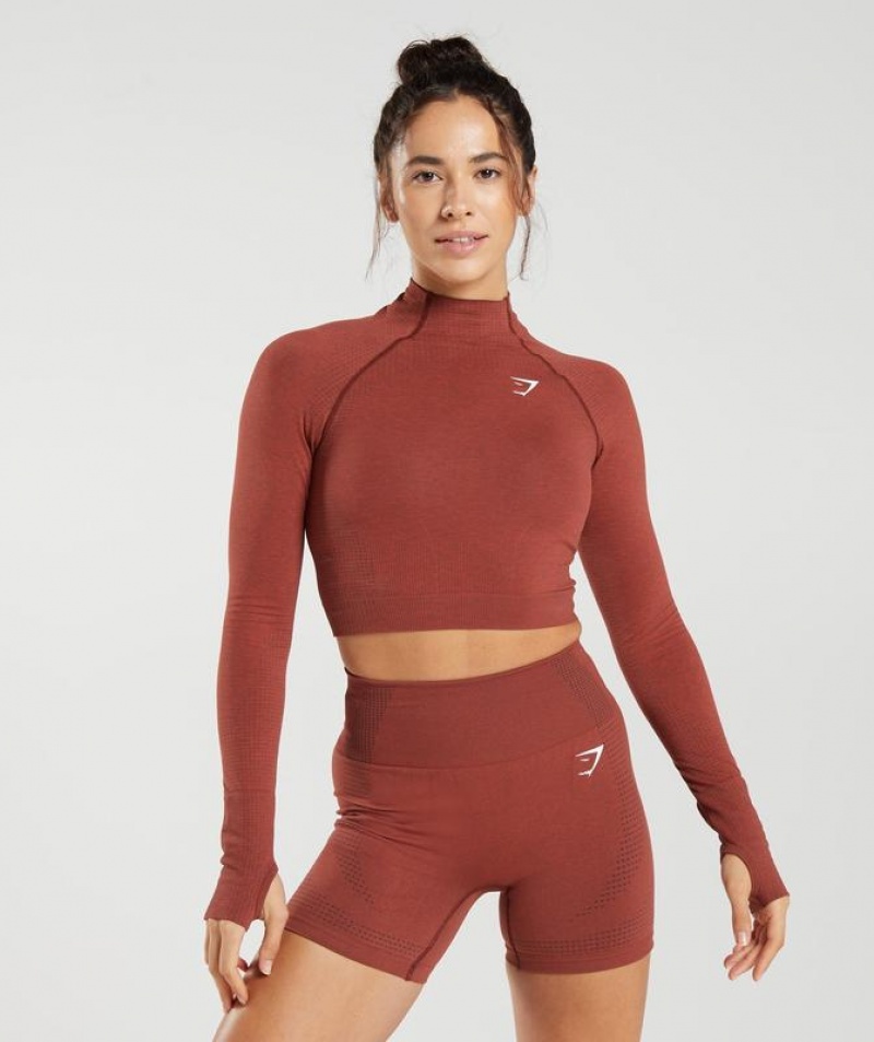 Crop Tops Gymshark Vital Seamless 2.0 High Neck Midi Top Rojas | QTEGF4539