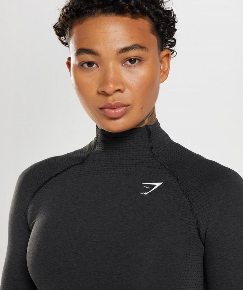 Crop Tops Gymshark Vital Seamless 2.0 High Neck Midi Top Negras | YWZBE6254