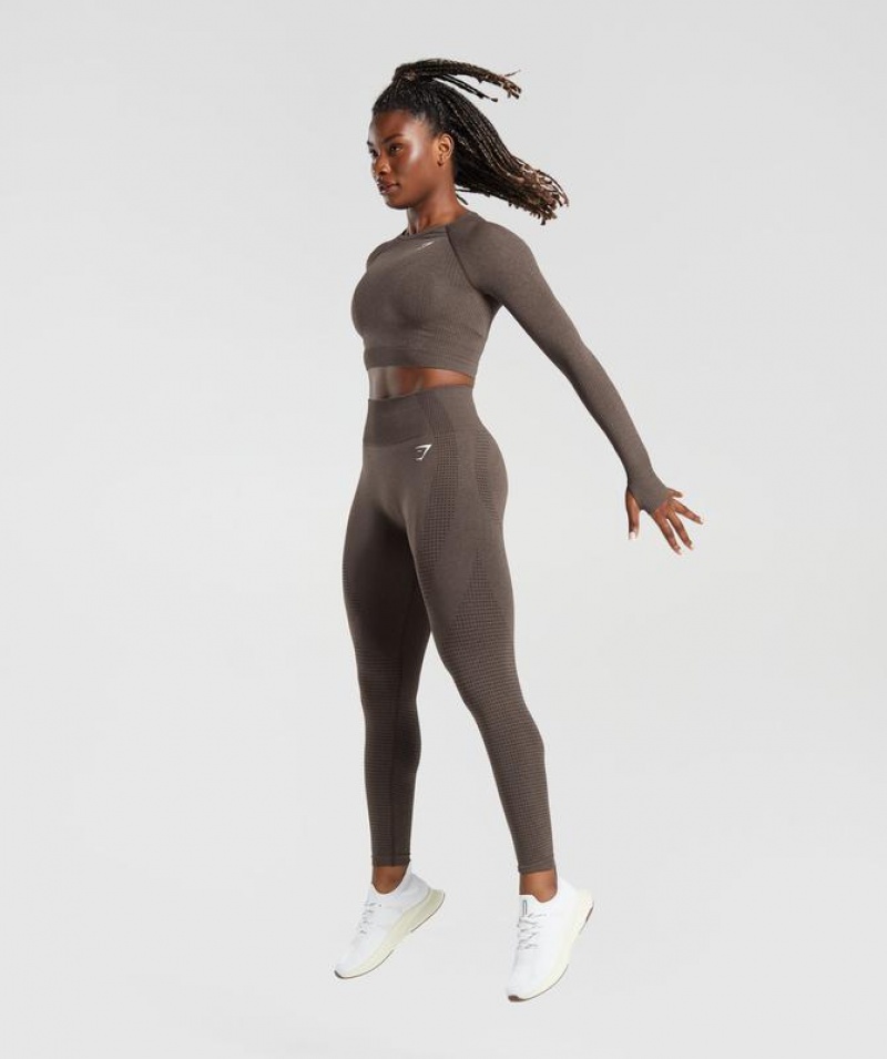 Crop Tops Gymshark Vital Seamless 2.0 Long Sleeve Crop Top Marrones | WFPXK4152