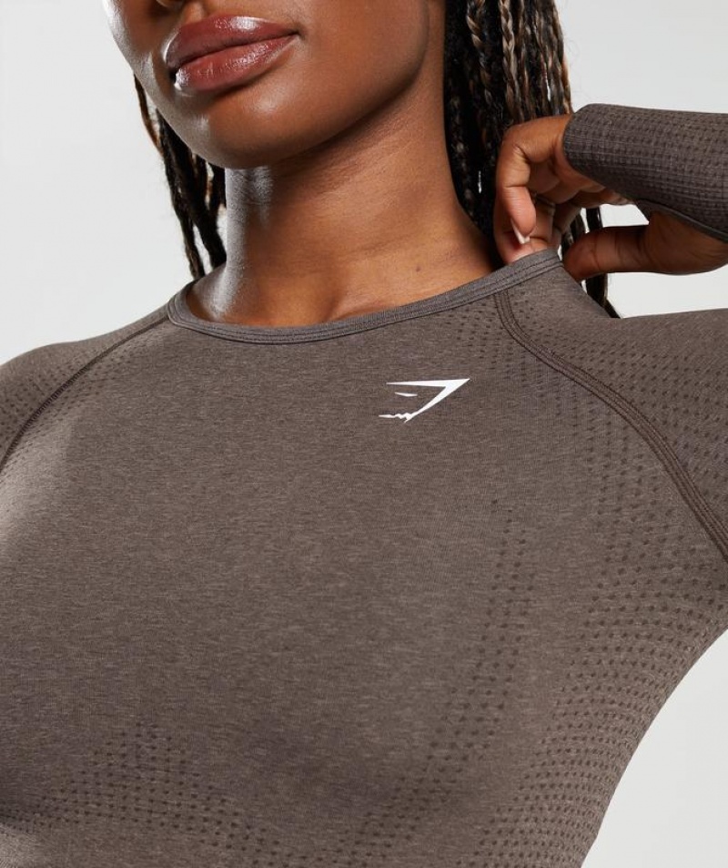 Crop Tops Gymshark Vital Seamless 2.0 Long Sleeve Crop Top Marrones | WFPXK4152