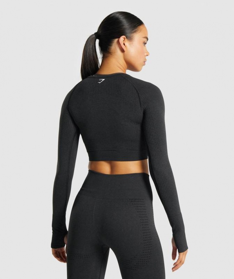 Crop Tops Gymshark Vital Seamless 2.0 Long Sleeve Crop Top Negras | EWFLB7890