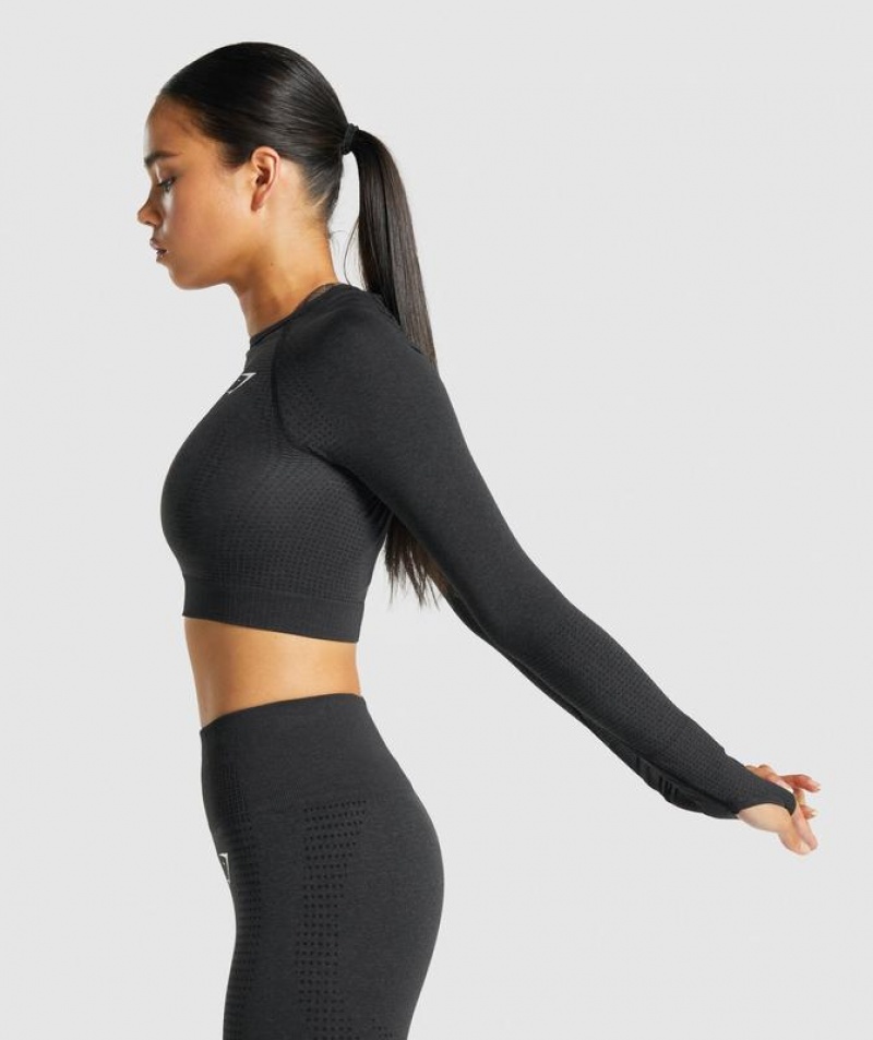 Crop Tops Gymshark Vital Seamless 2.0 Long Sleeve Crop Top Negras | EWFLB7890