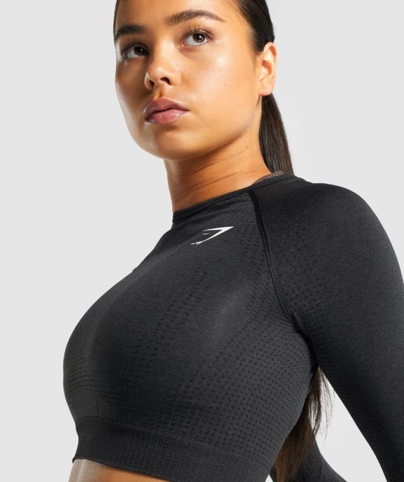 Crop Tops Gymshark Vital Seamless 2.0 Long Sleeve Crop Top Negras | EWFLB7890