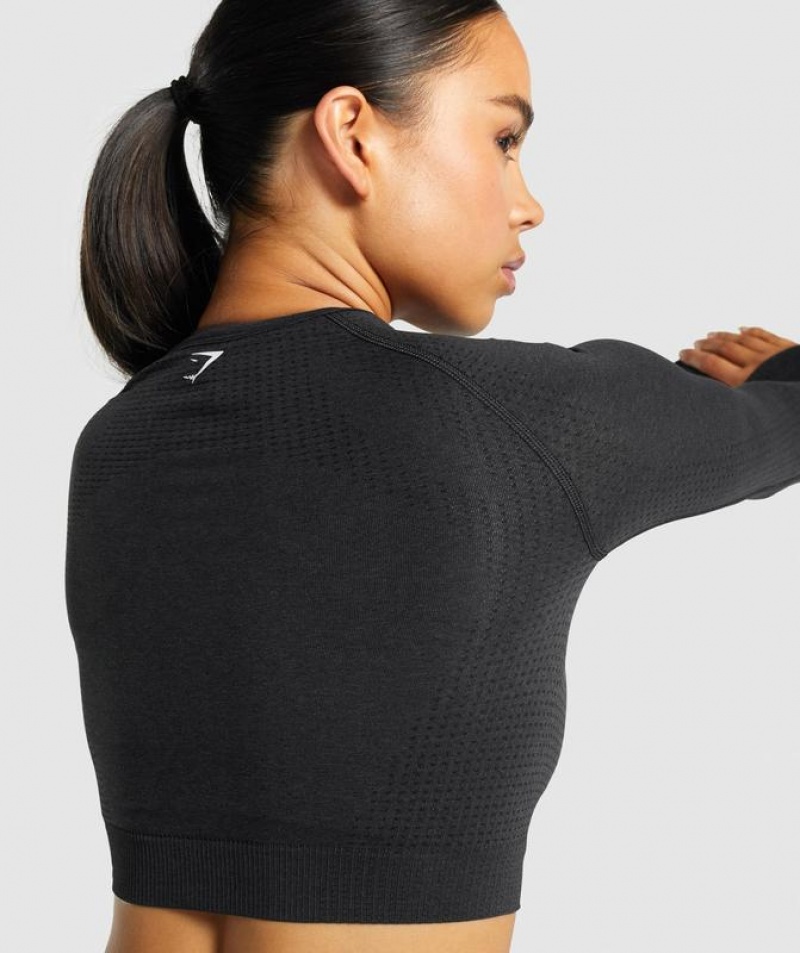 Crop Tops Gymshark Vital Seamless 2.0 Long Sleeve Crop Top Negras | EWFLB7890