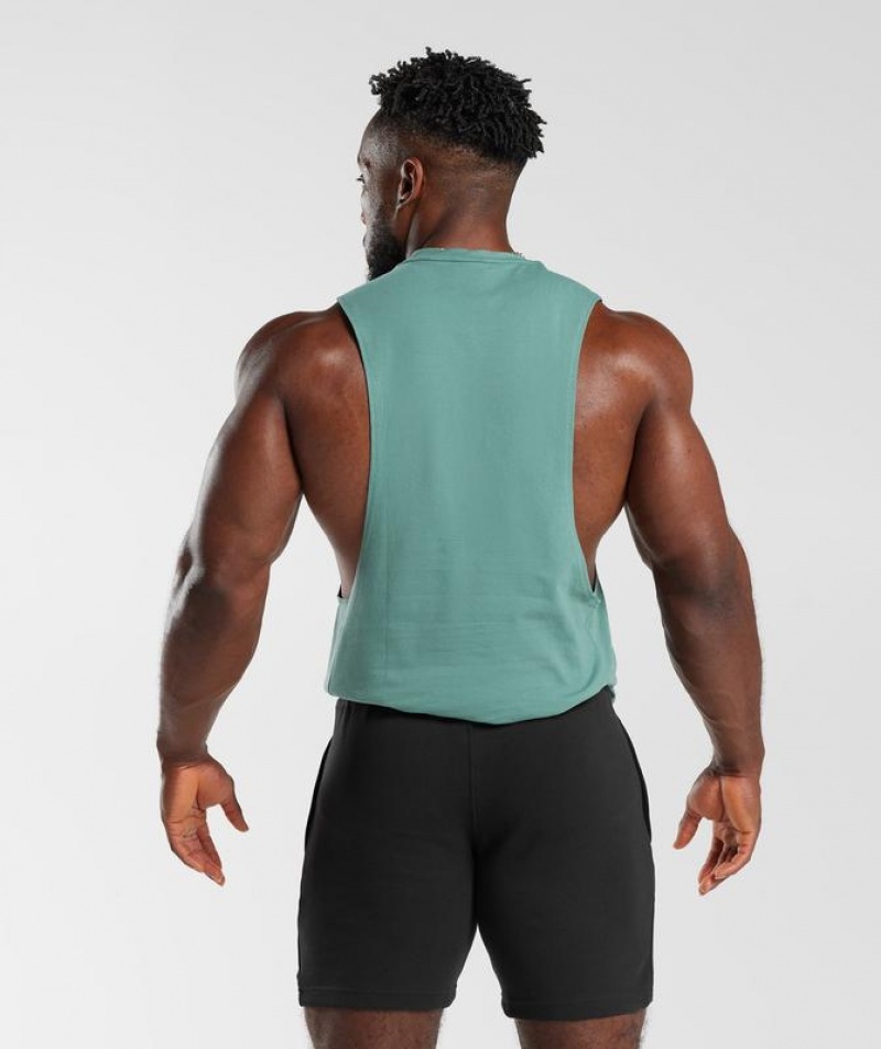 Drop Armhole Tank Gymshark React Drop Arm Tank Ink Teal | CXPQM1493