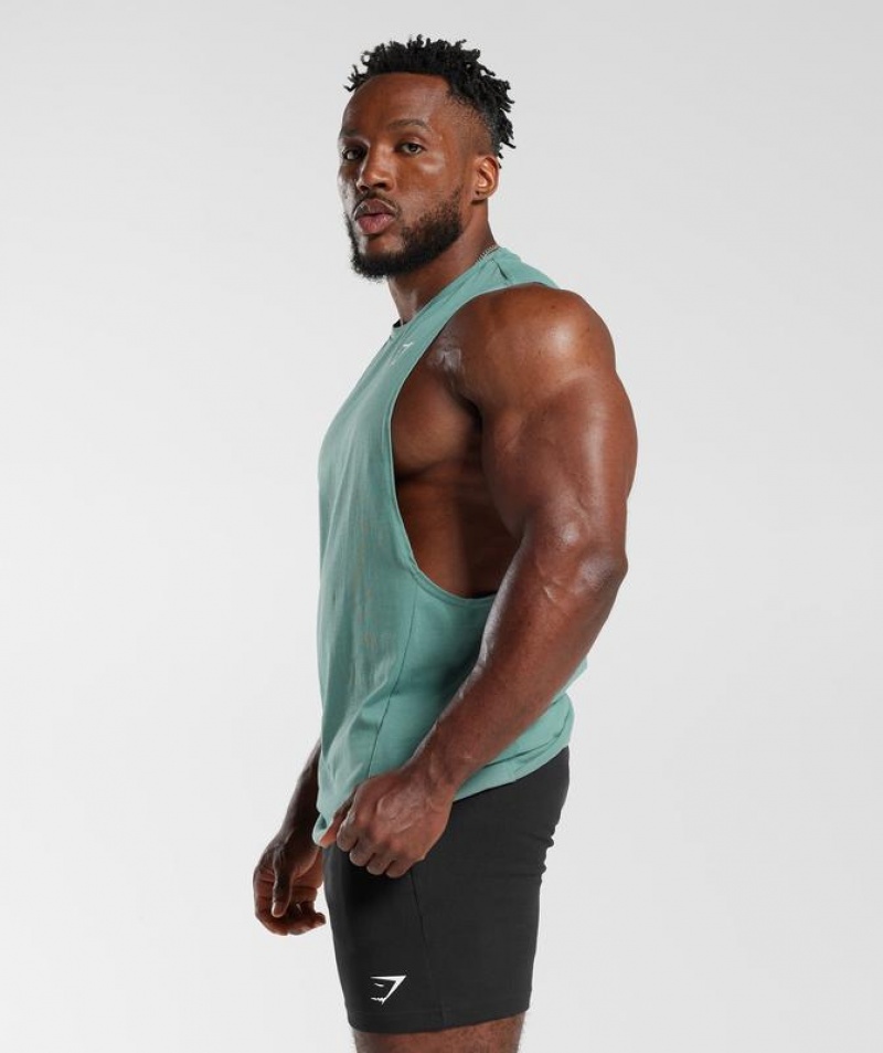 Drop Armhole Tank Gymshark React Drop Arm Tank Ink Teal | CXPQM1493