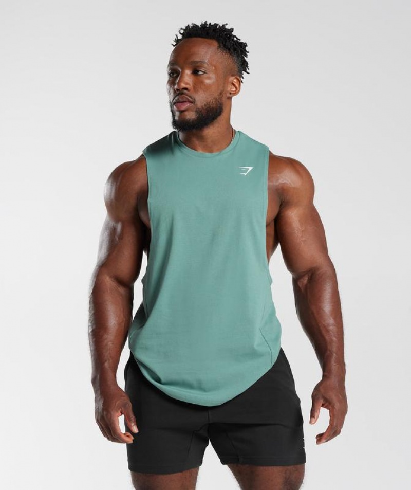 Drop Armhole Tank Gymshark React Drop Arm Tank Ink Teal | CXPQM1493