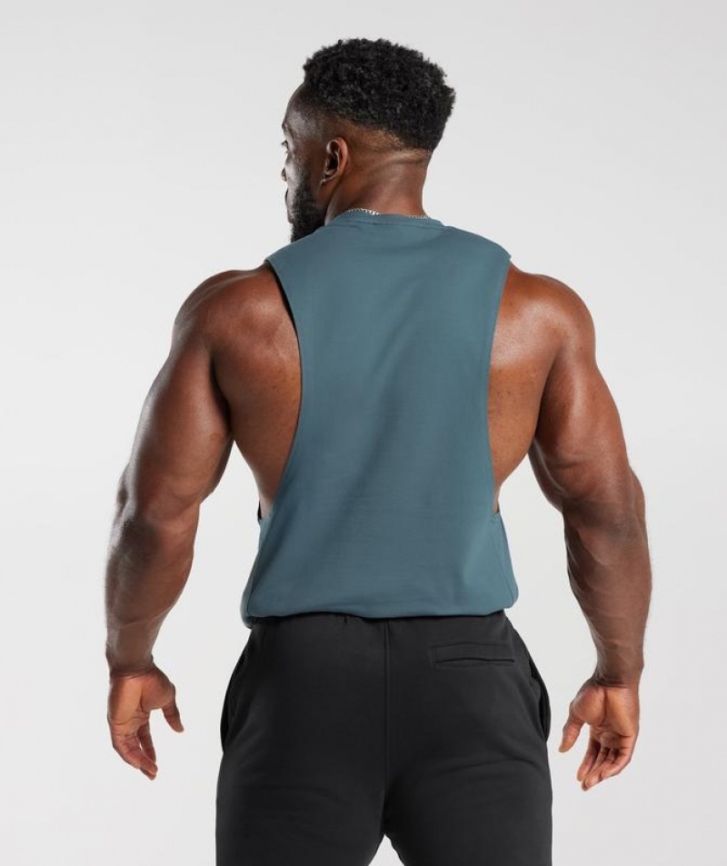 Drop Armhole Tank Gymshark React Drop Arm Tank Denim Teal | HCRVW2590