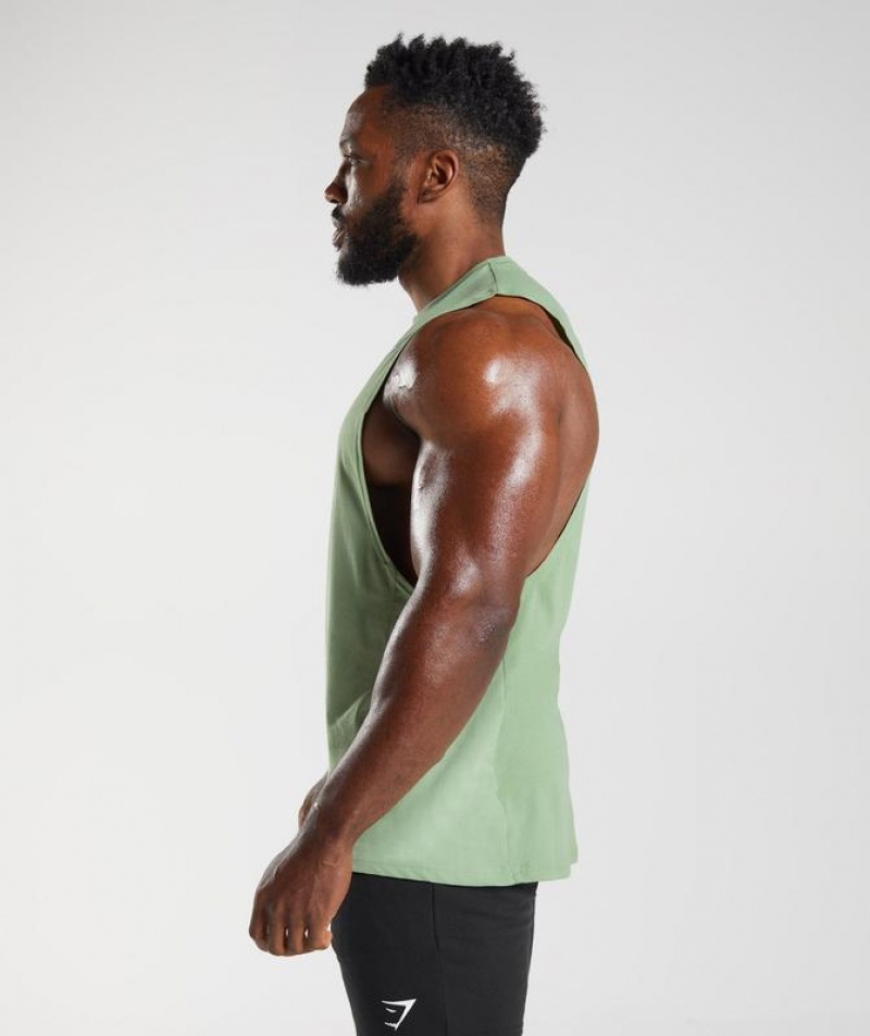 Drop Armhole Tank Gymshark React Drop Arm Tank Verde | ICJEY1546