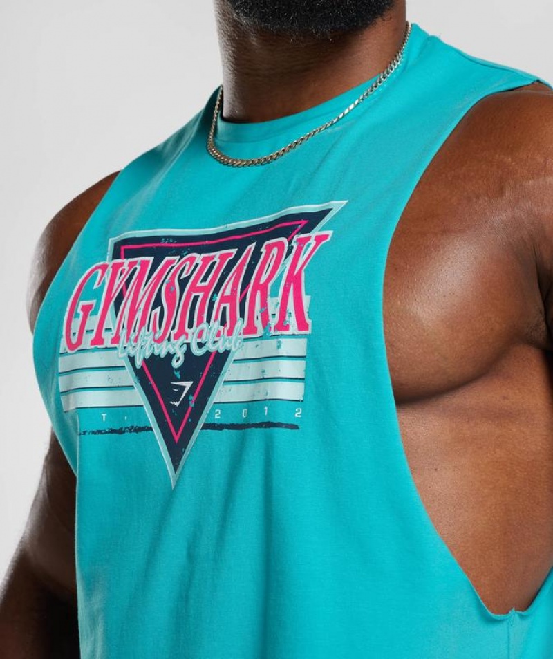 Drop Armhole Tank Gymshark Retrowave Drop Arm Tank Azules | COWTL4089