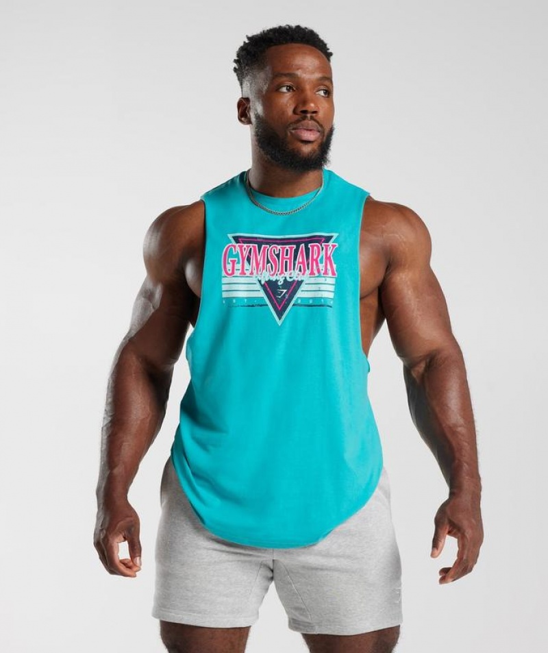 Drop Armhole Tank Gymshark Retrowave Drop Arm Tank Azules | COWTL4089