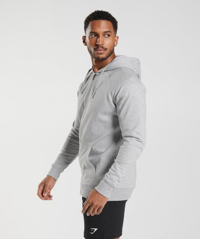 Hoodies Gymshark Crest Zip Up Hoodie Gris Claro | OTSWN7918